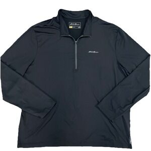 Eddie Bauer Shirt Mens 2XL Black Pullover 1/4 Zip Travex‎ Freedry Stretch